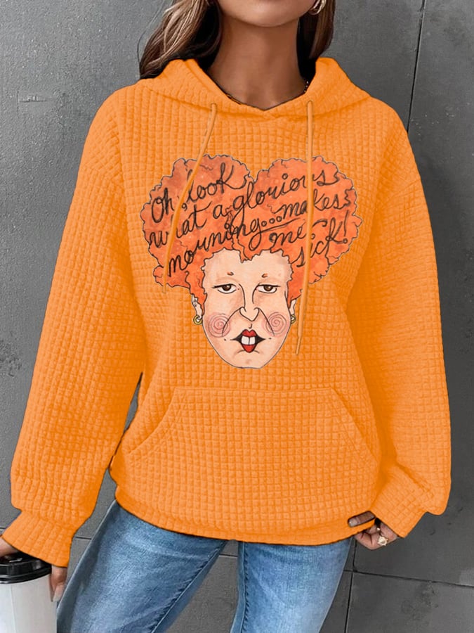 Halloween Witch-Print Checked Textured Sweatshirt