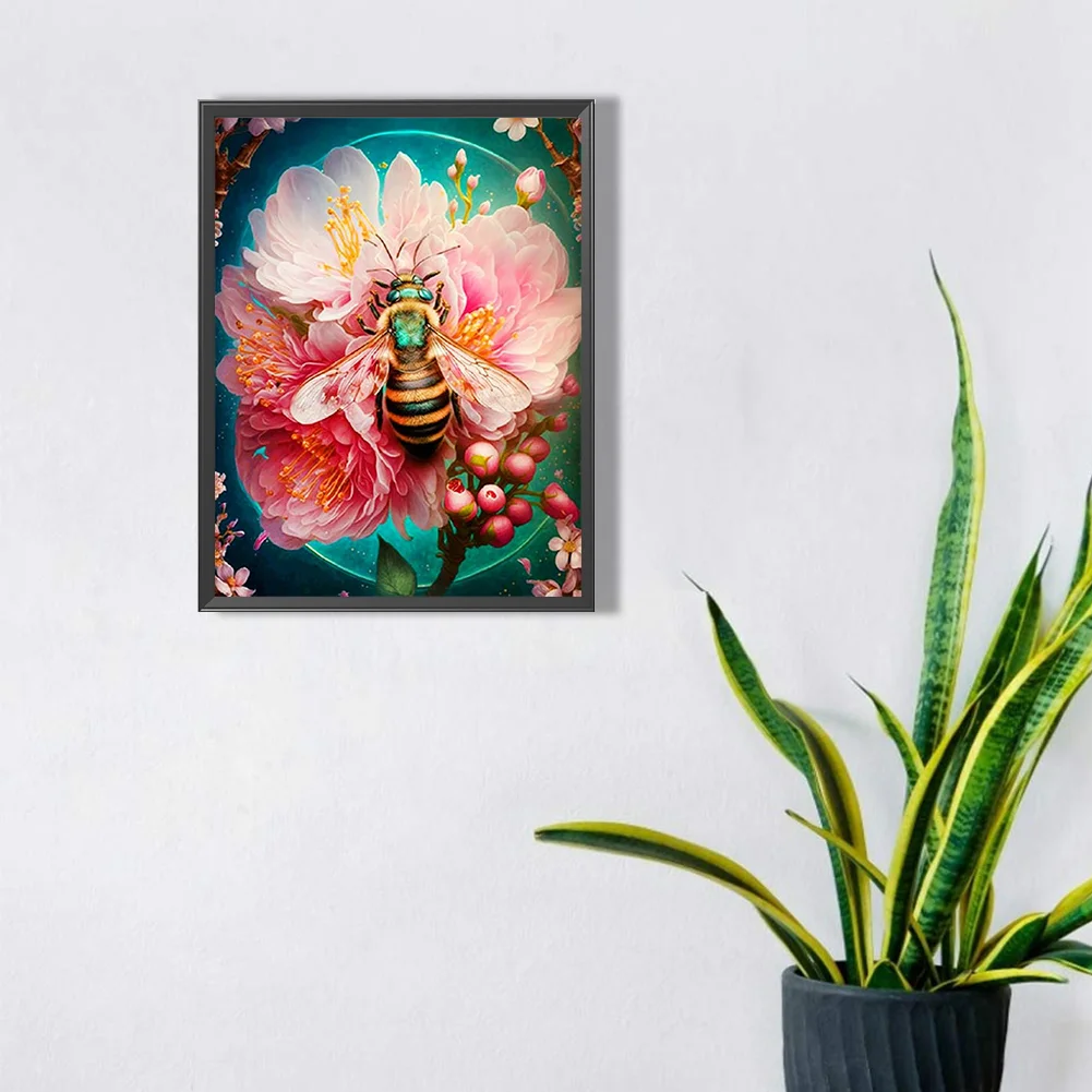 Full Round Diamond Painting 30*40cm - Flower Bee