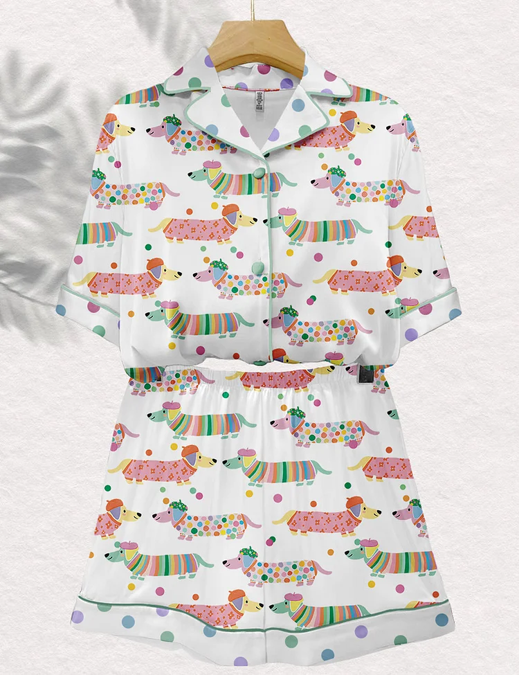 Women's Rainbow Dachshund Art Pajama Set