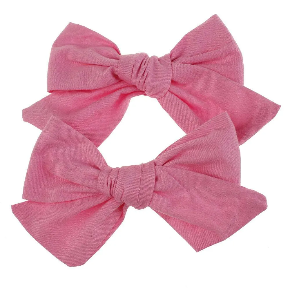 2019 Baby Summer Clothing 2Pcs/Sets Teens Big Hair Bows Knot Hair Clips Girls Kids Toddler Cotton Headband Wholesale 14 Colors