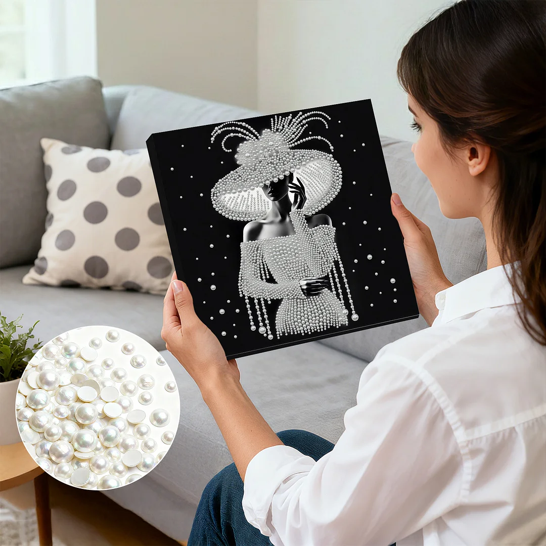 Elegant Lady - DIY Pearl Diamond Art Kit With Frame 30*30cm