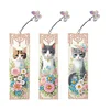 3Pcs Diamond Painting Cat Flower Bookmark for Book Lovers