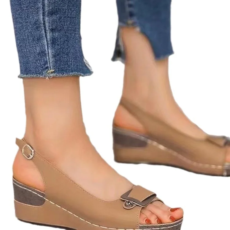 Yyvonne Summer New Women's Shoes Retro Roman High Heel Sandals Comfortable Soft-Soled Fish Mouth Toe Sandals