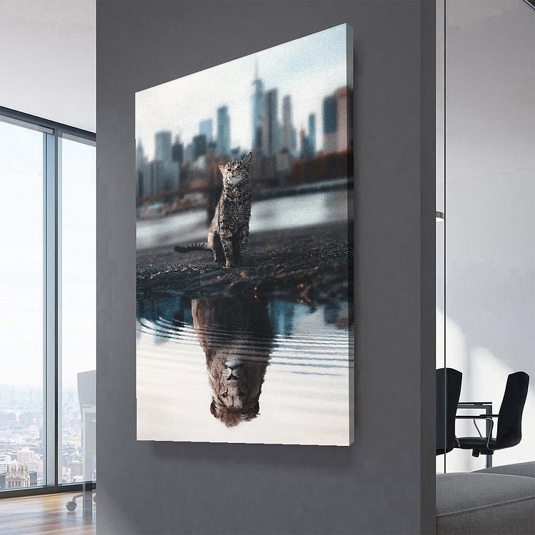 Mindset is Everything Motivational Cat Lion Canvas Wall Art