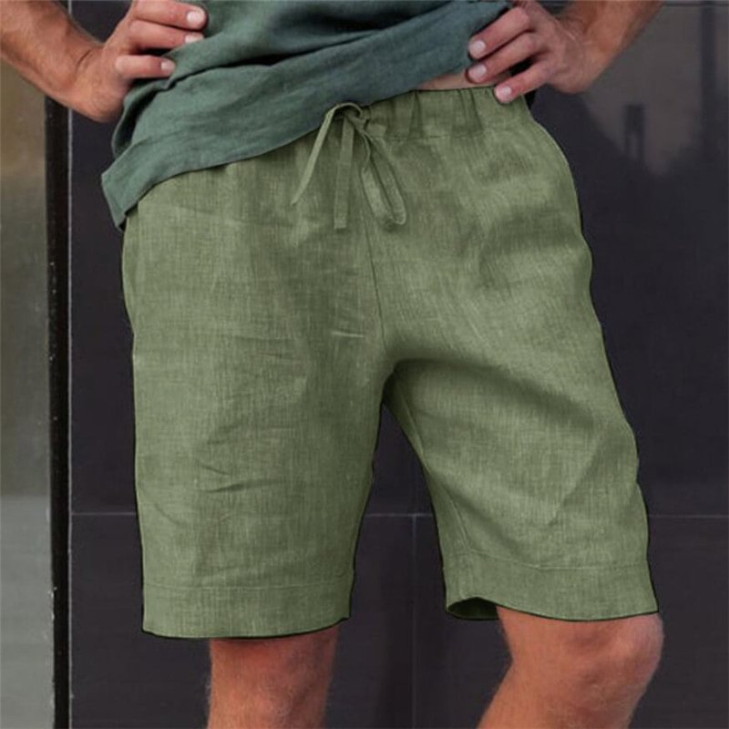 Men's Solid Color Lace-up Shorts