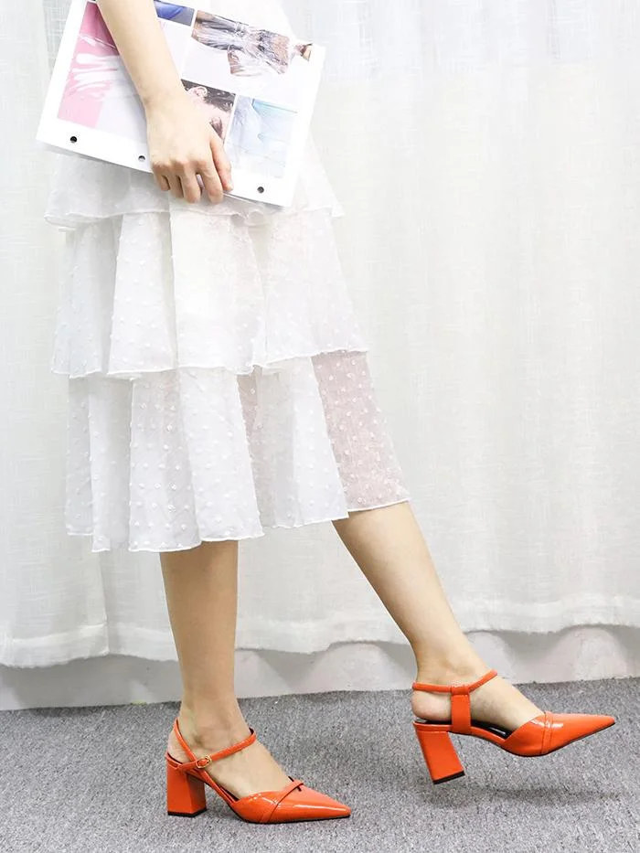 Fashion sexy coral pointed thick trendy buckle fashion sandals