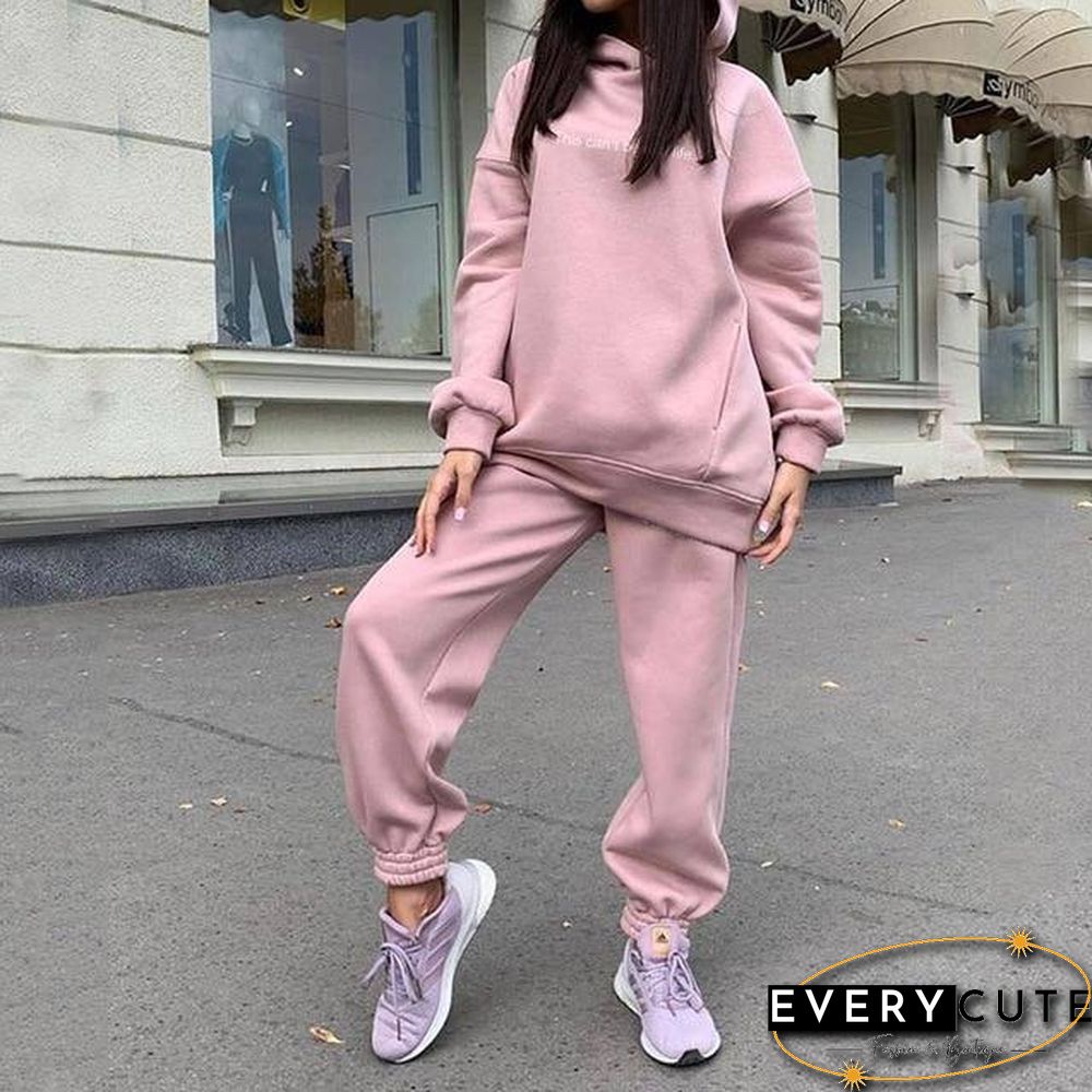 Two Piece Set Casual Fleece Tracksuit Women Winter Women's Sets Oversized Hooded Long Sleeve Hoodie Sport Pants Lady Suit