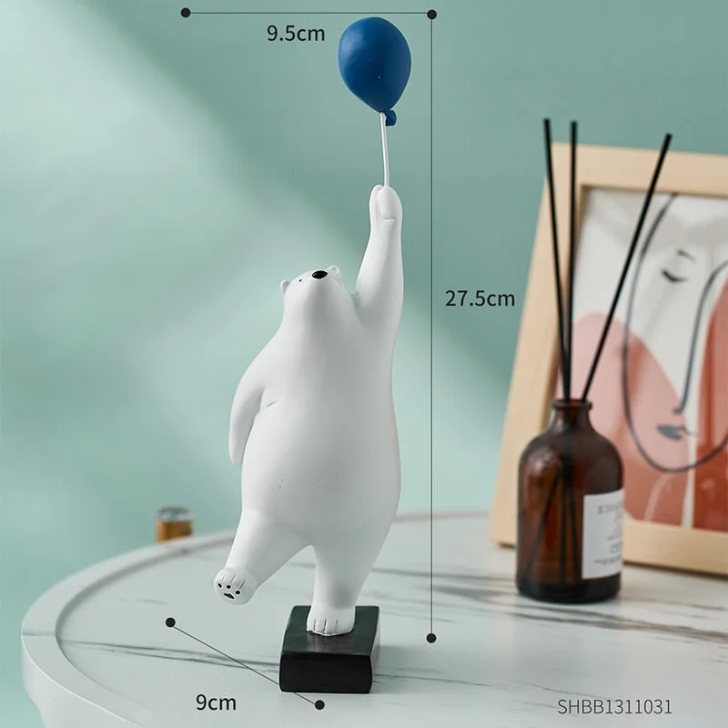 Home Decoration Accessories Creative White Polar Bear Model Statue Resin Figurines Living Room Decor Office Desk Decoration Gift