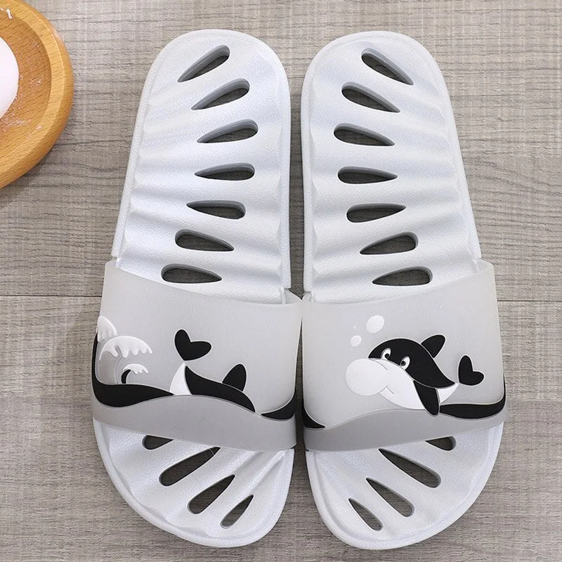 Women's Slippers Hollow Lovely Cartoon Slides Women Fashion Female Summer Slippers PVC Massage Bathing Slippers