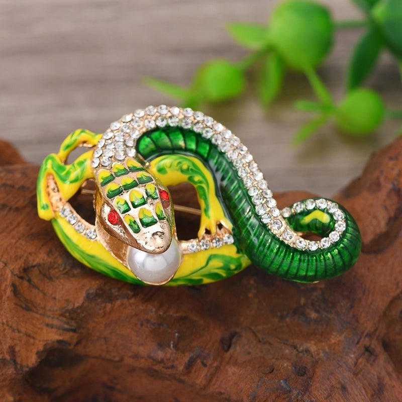 Elegant Pin Snake Alloy Inlay Rhinestones Women’s Brooches 1 Piece