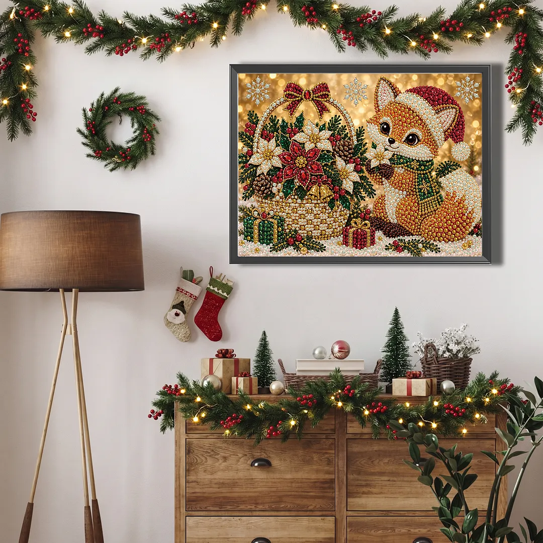 Pearl Painting Kit for Adults Christmas Fox 15.75x11.81in