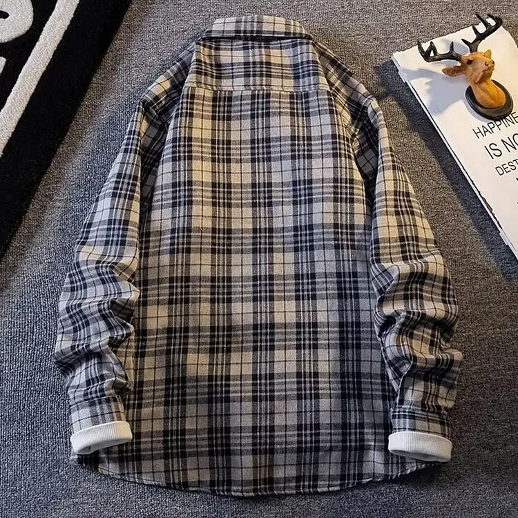 Oversized Plaid Flannel Shirt with Button Down Front