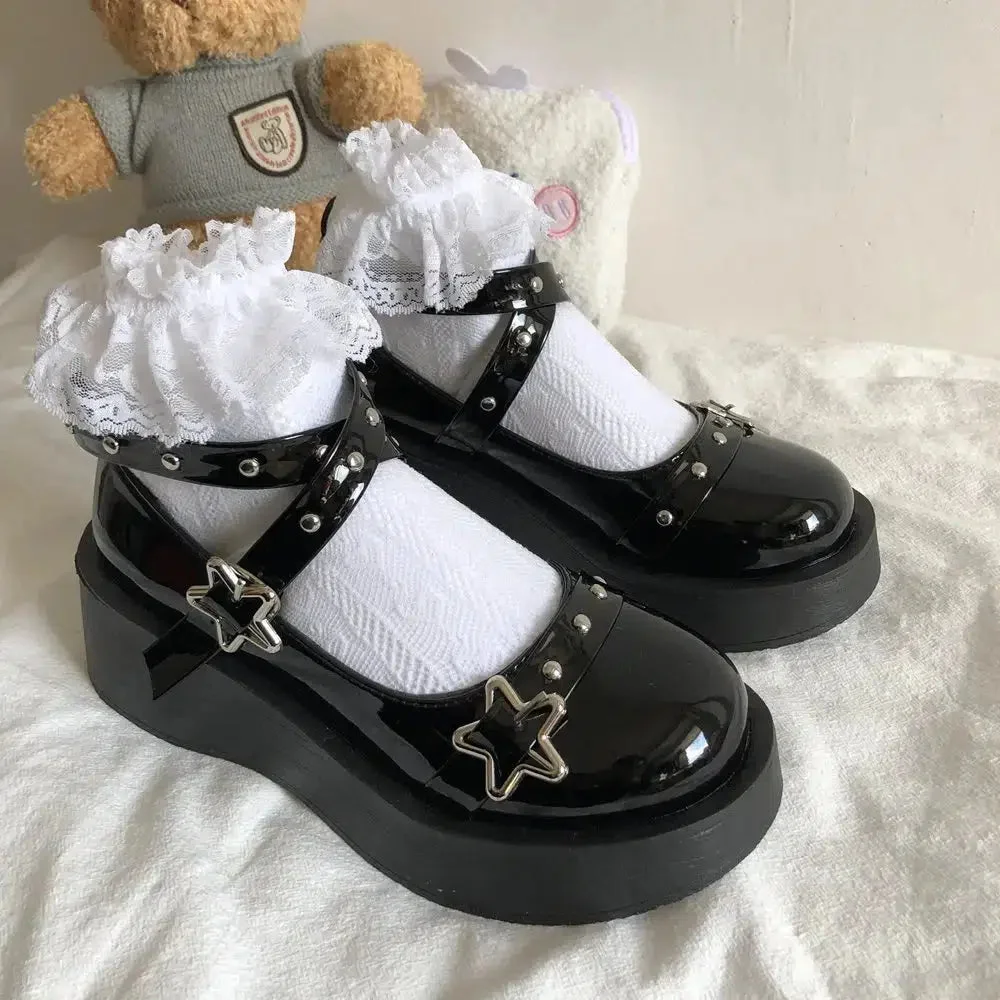Brownm Buckled Platform Mary Jane Shoes