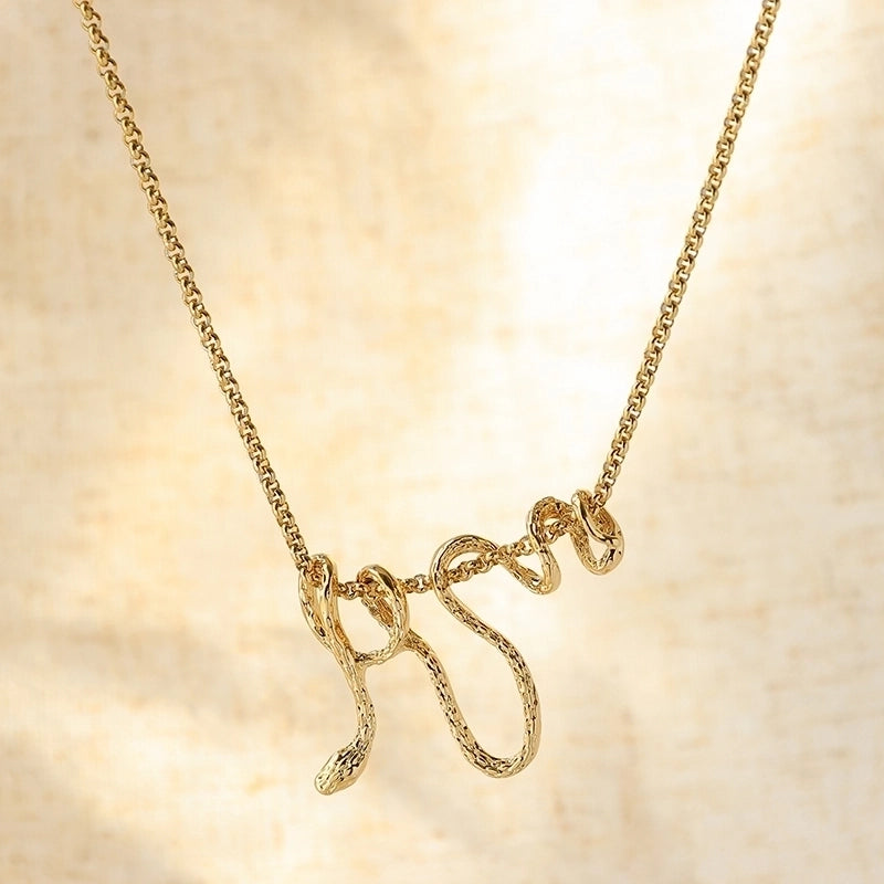 Chinoiserie Exaggerated Novelty Snake 304 Stainless Steel 14K Gold Plated Plating Stainless Steel Necklaces