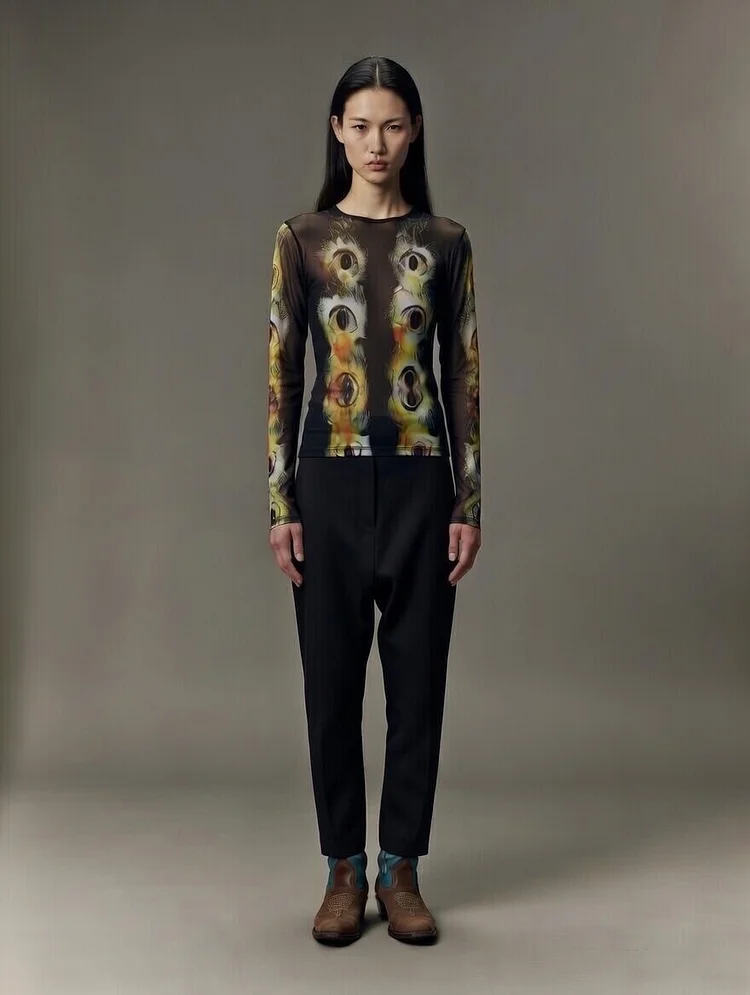 HYPERSOMNIAZZZZ Printed Mesh Top - 8 Recycled Water Bottles - Black