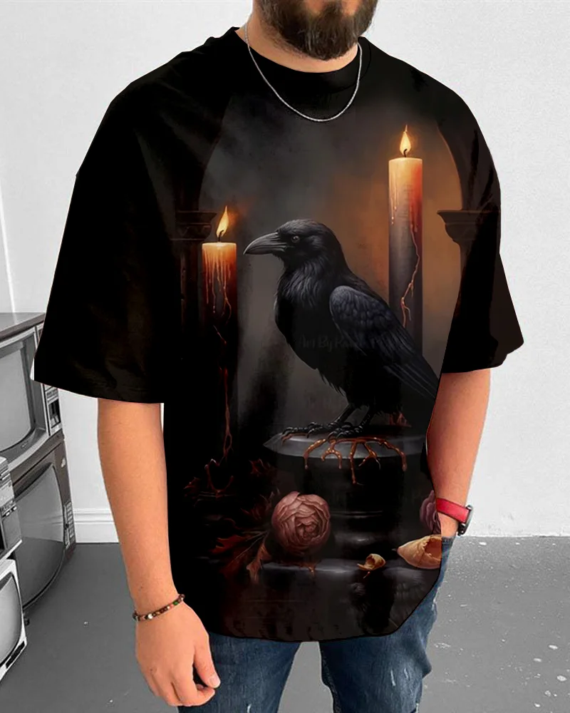 Suitmens Men's Halloween Crow Short Sleeve T-Shirt 056