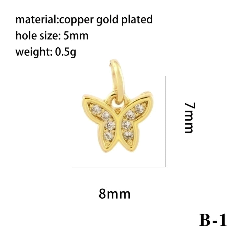 Elegant Minimalist Bee Dragonfly Butterfly Copper Plating Inlay Zircon 18k Gold Plated Charms