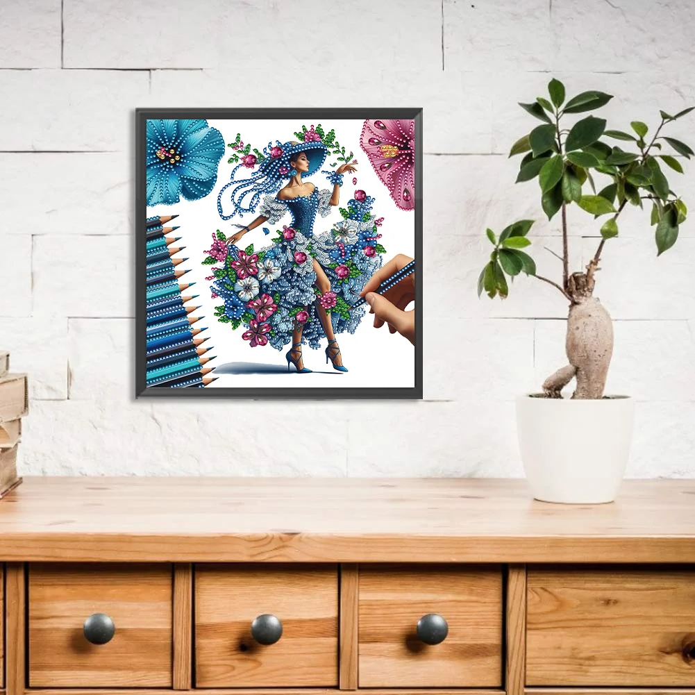 Diamond Painting - Partial Special Shaped Drill - Elegant Lady(Canvas|30*30cm)
