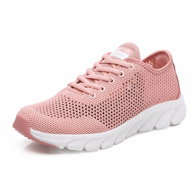 Women Mesh Sneakers 2021 New Breathable Women Flat Shoes Lightweight Casual Sports Shoes Ladies Lace-up Non-slip Sneakers Women
