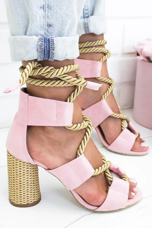 Hemp Rope Lace Up Platform Sandal