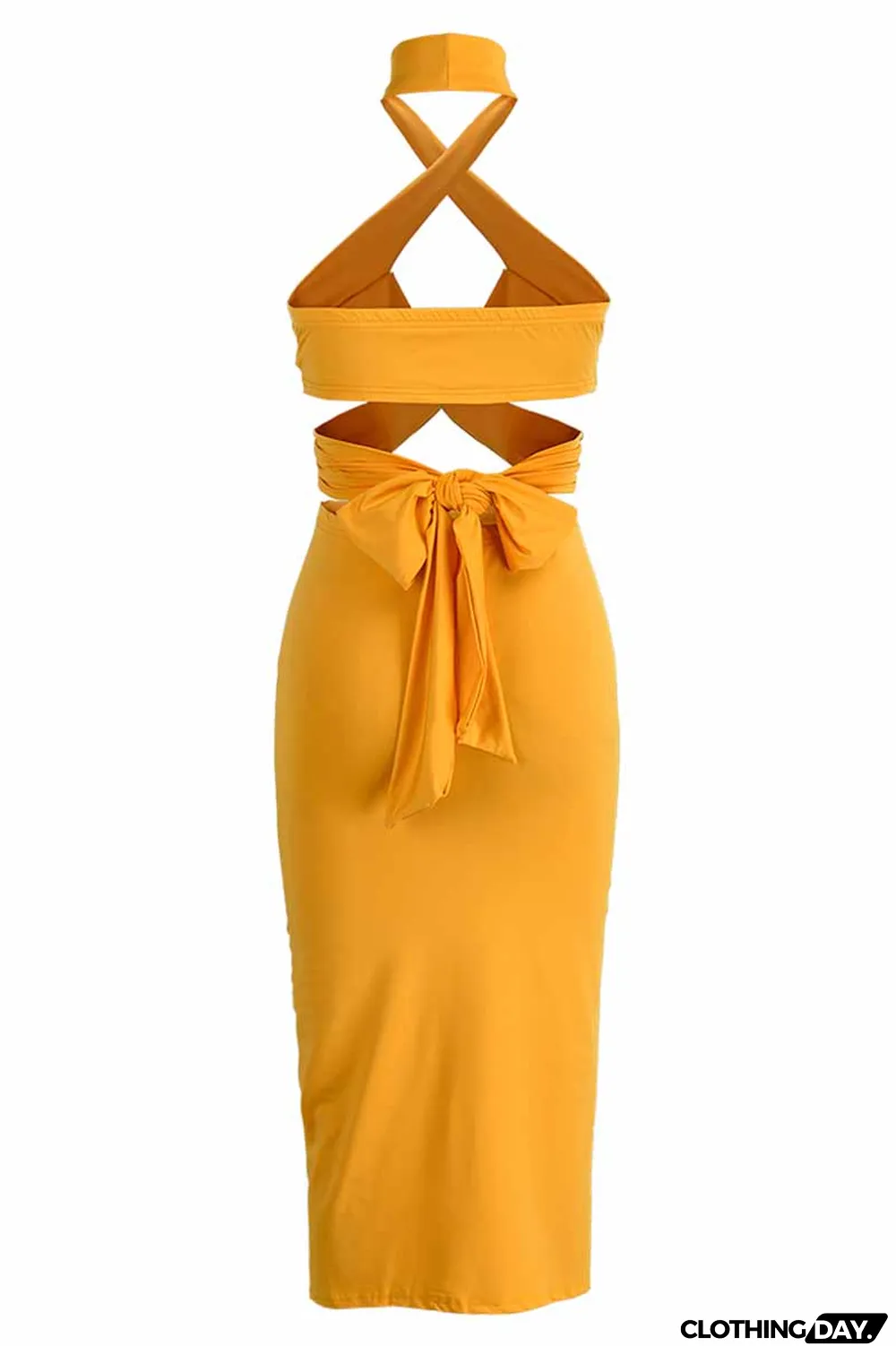 Green Fashion Street Print Patchwork Halter Sleeveless Two Pieces