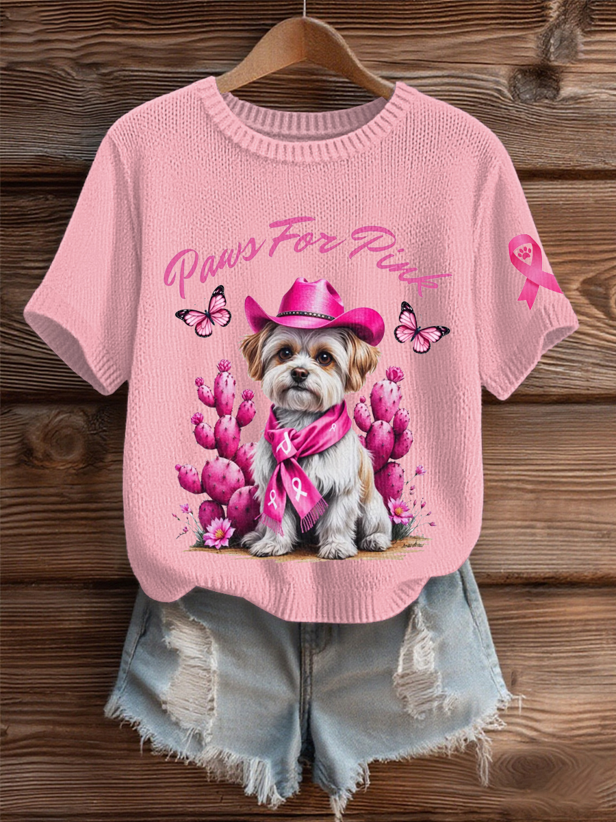 Women's Breast Cancer Pink Cozy Print  Sweater