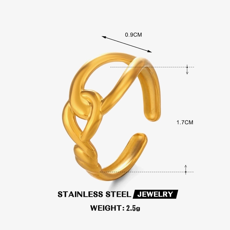 Minimalist Commute IG Style Geometric 304 Stainless Steel 18K Gold Plated Open Rings