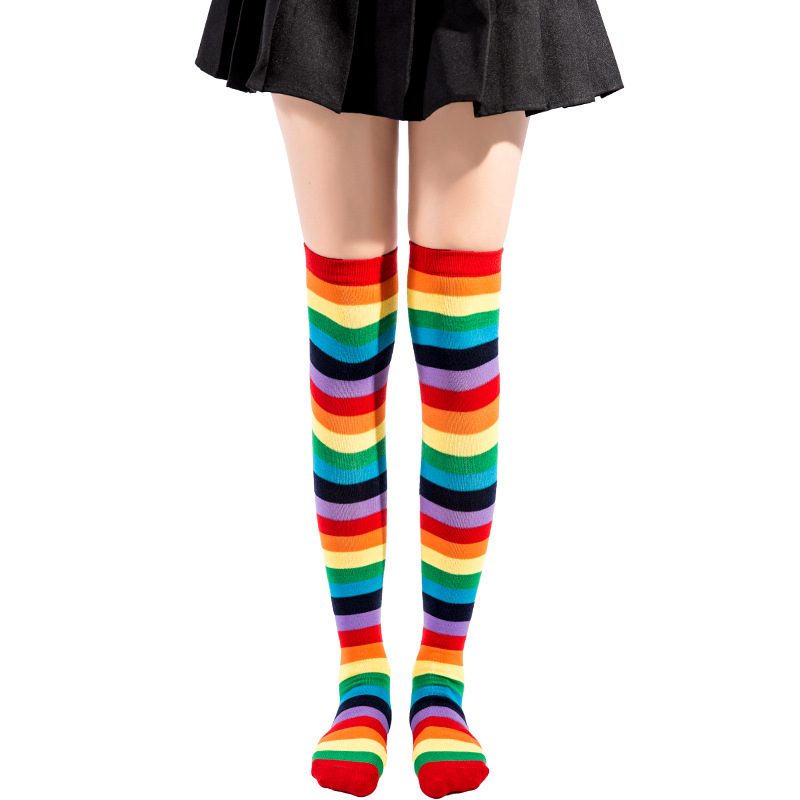 RAINBOW STRIPED OVER THE KNEE SOCKS