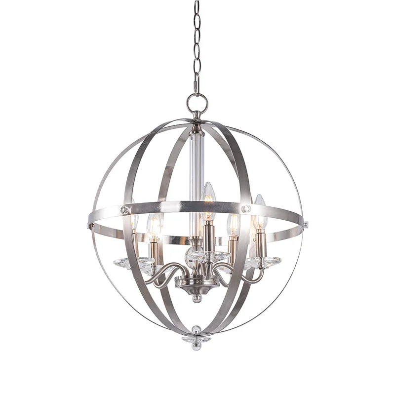 5-Light Globe Chandelier Candle Style Pendant Lighting