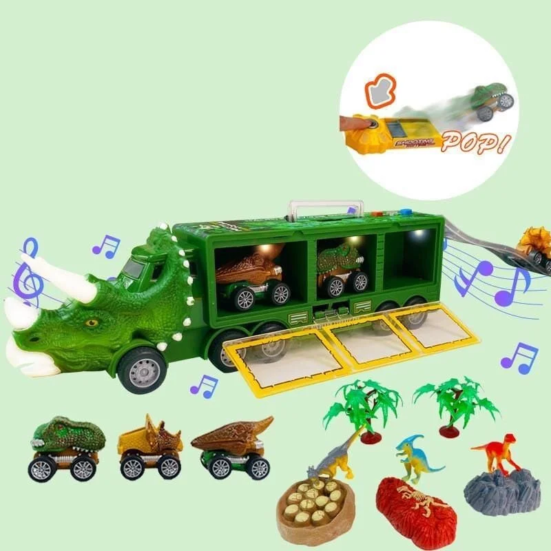 Dinosaur transport toy car with its own music and lights、、sdecorshop