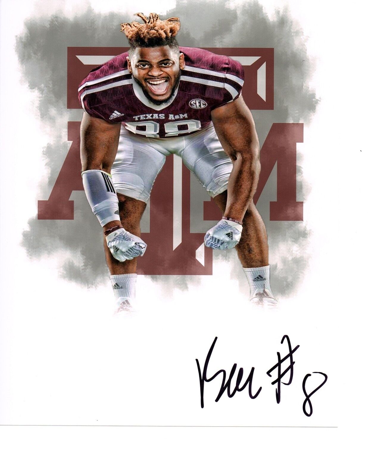 Kingsley Keke Texas A&M Aggies signed autographed 8x10 football Photo Poster painting 2019 NFL e