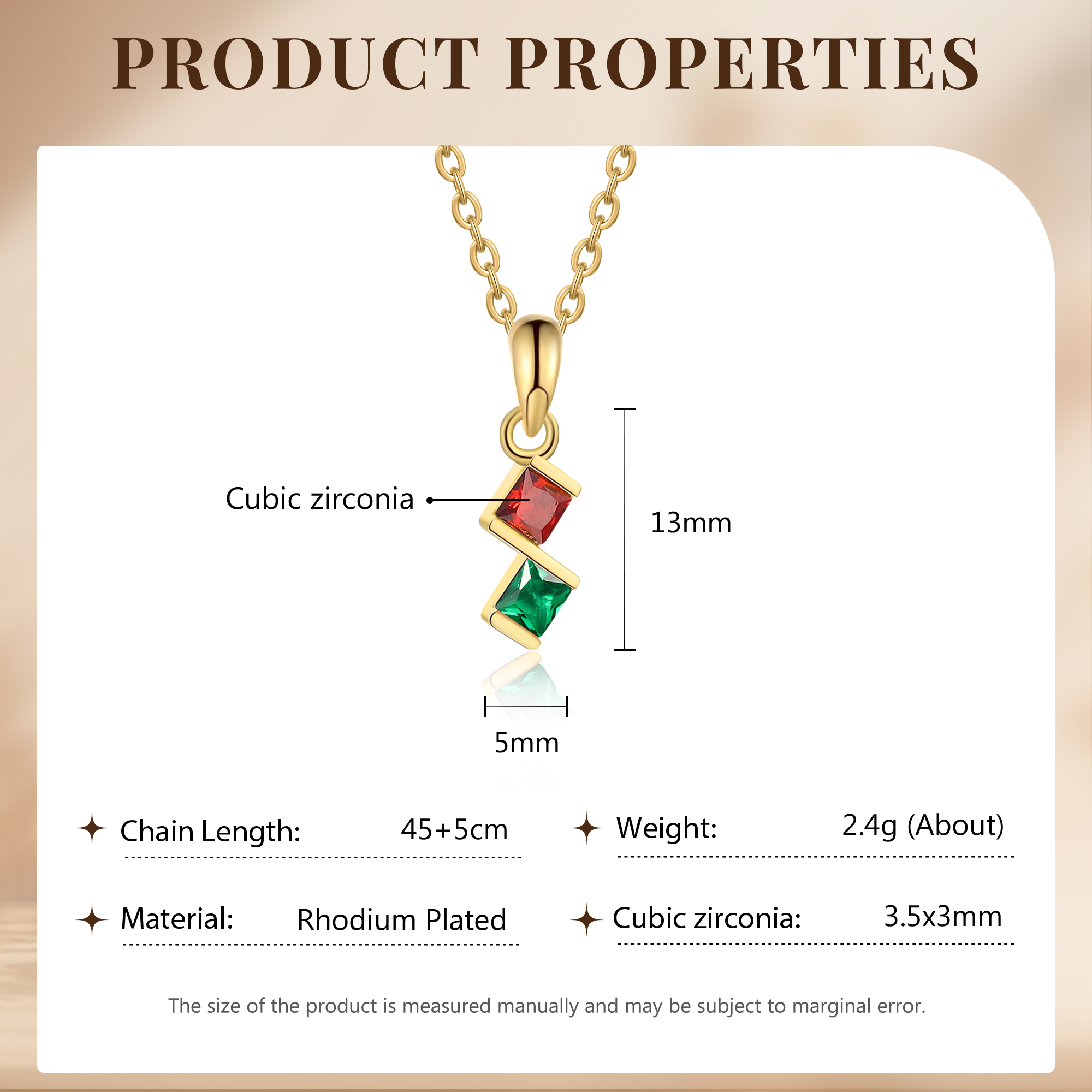 Personalised Women's Necklace Custom 2 Birthstones Pendant Necklace Birthday Gift for Her-Jessemade AU