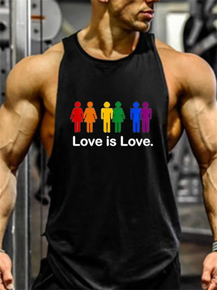 Love Is Love Rainbow Print Crew Neck Tank Top