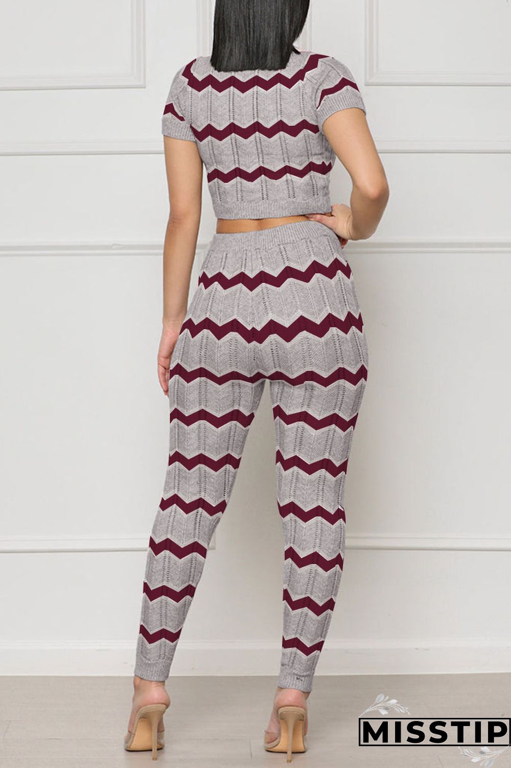 Pink Casual Patchwork O Neck Short Sleeve Two Pieces