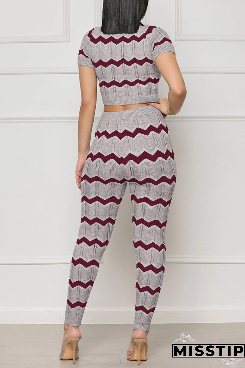 Pink Casual Patchwork O Neck Short Sleeve Two Pieces