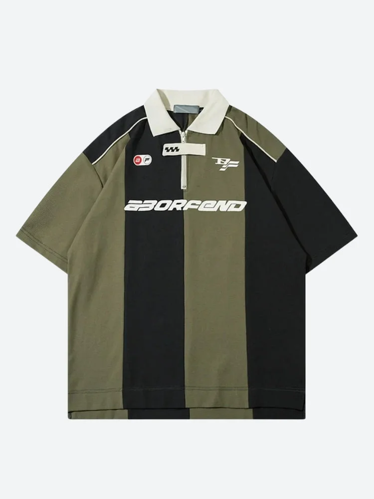 Brownm Half Zip-Up Jersey Top