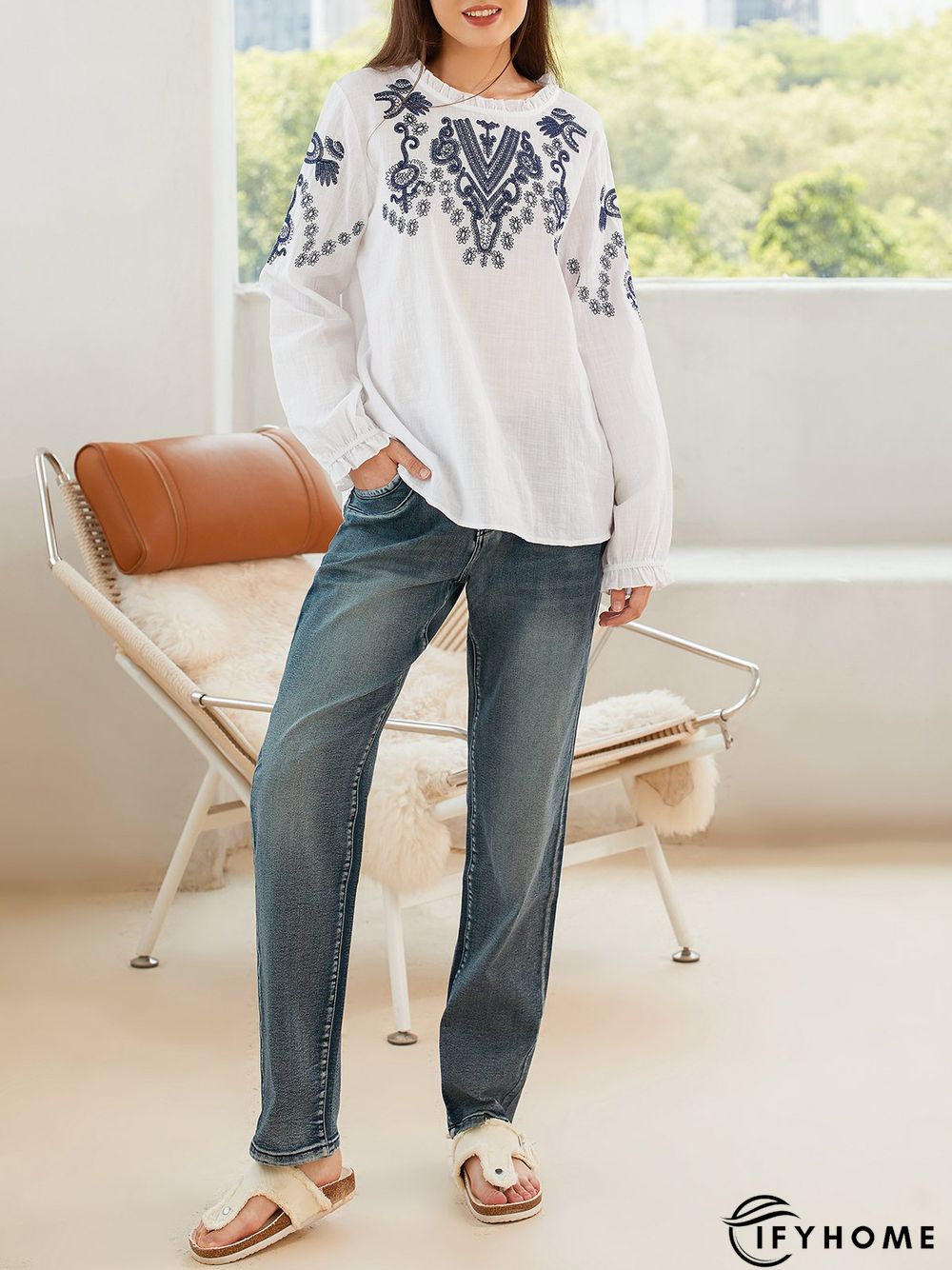 Blue Denim Simple Solid Pockets Jeans | IFYHOME