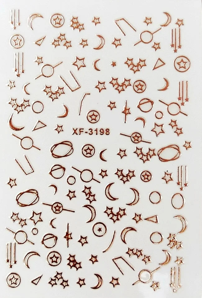3D Nail Art Sticker Decoration Shadow Moon DIY Sticker Decals Tips Manicure Design Constellation Stars Adhesive Sticker for Nail