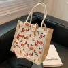 Roses Flower Canvas Linen Lunch Gift Tote Bag