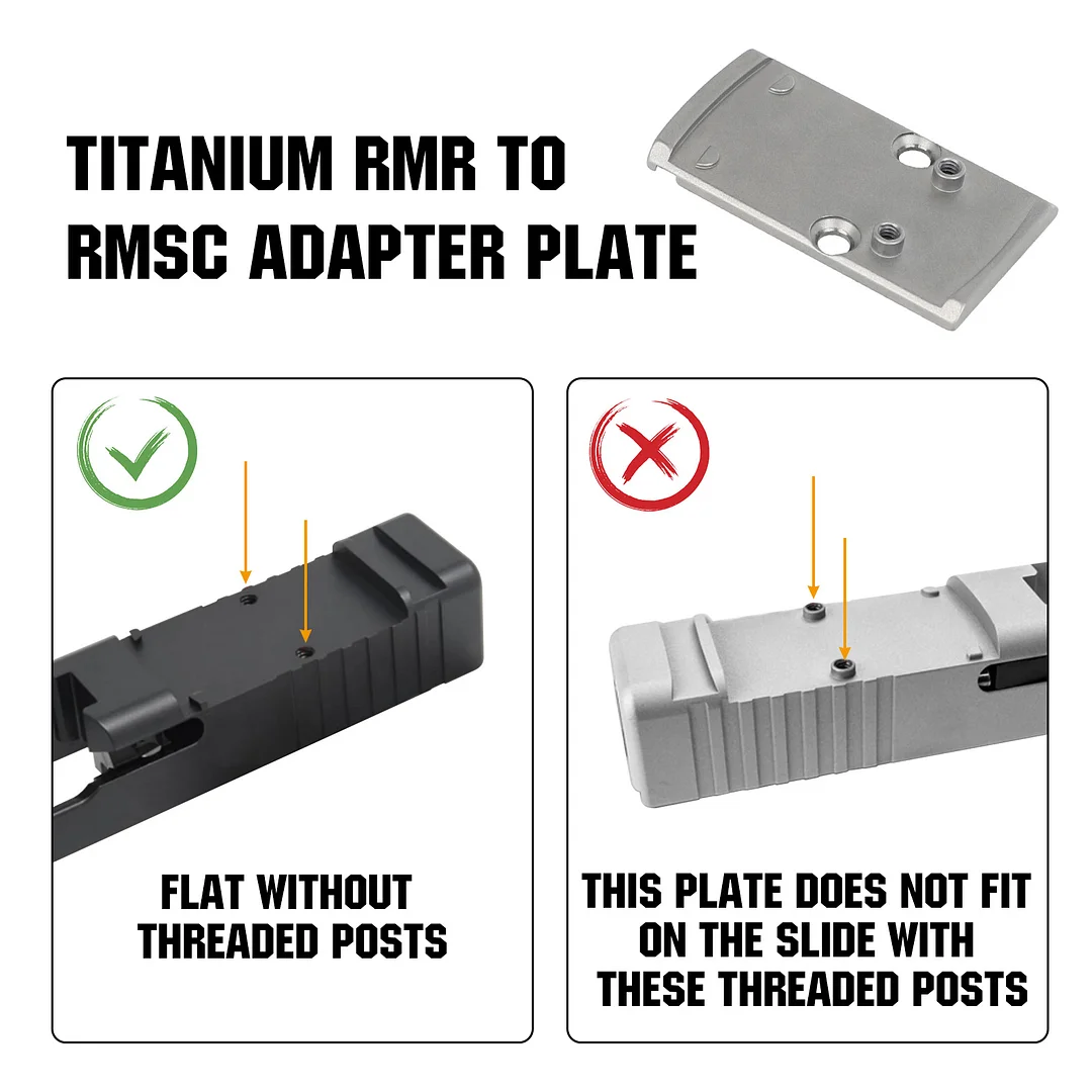 ohhunt&reg; 407C 507C 508T Footprint To RMSc Adapter Plate CNC Machined from 6AL4V Titanium