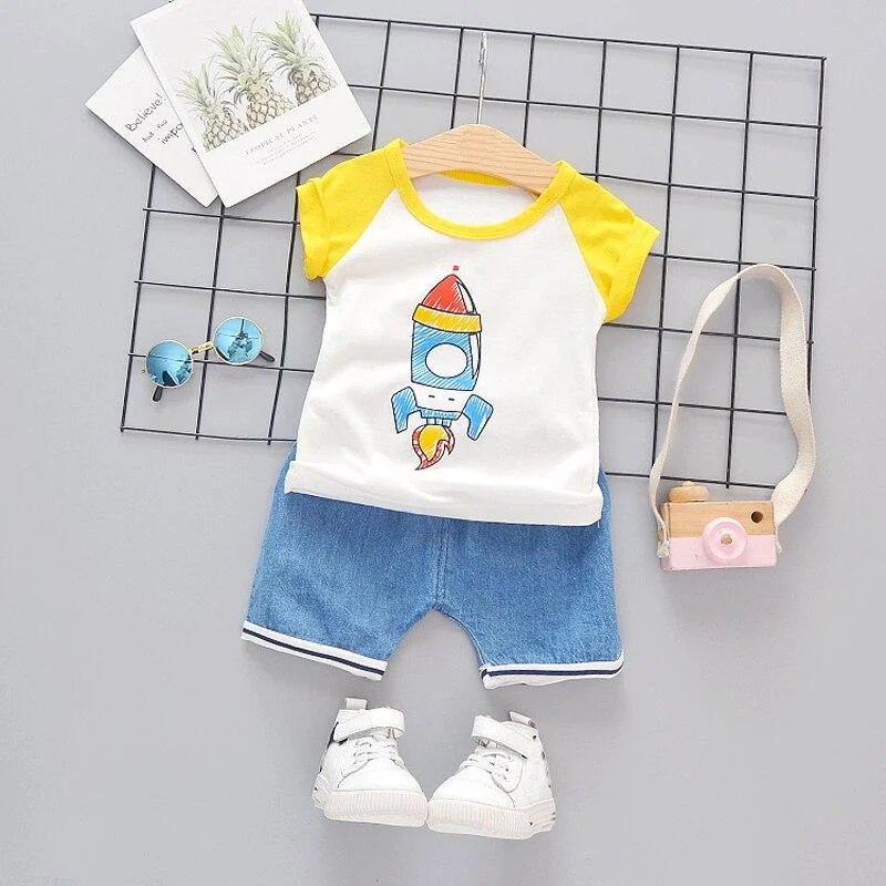 Boy Summer Clothes for Baby Cartoon Set New Cute Short Sleeve T Shirt Suit Children Clothing Boys Outfit Avatar Printing