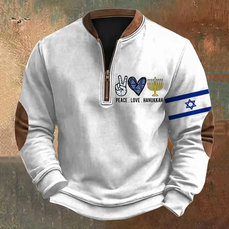 Men's Vintage Hanukkah Print Sweatshirt