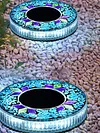 4Pcs LED Mosaic Solar Disk Light IP44 Waterproof Decorative Driveway Lamps Solar-Powered Ground Mosaic Disk Lamp for Outdoor Walkway Patio & Lawn