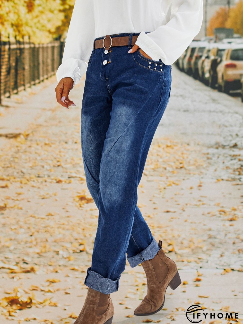 Blue Dip-Dyed Denim Casual Jeans | IFYHOME