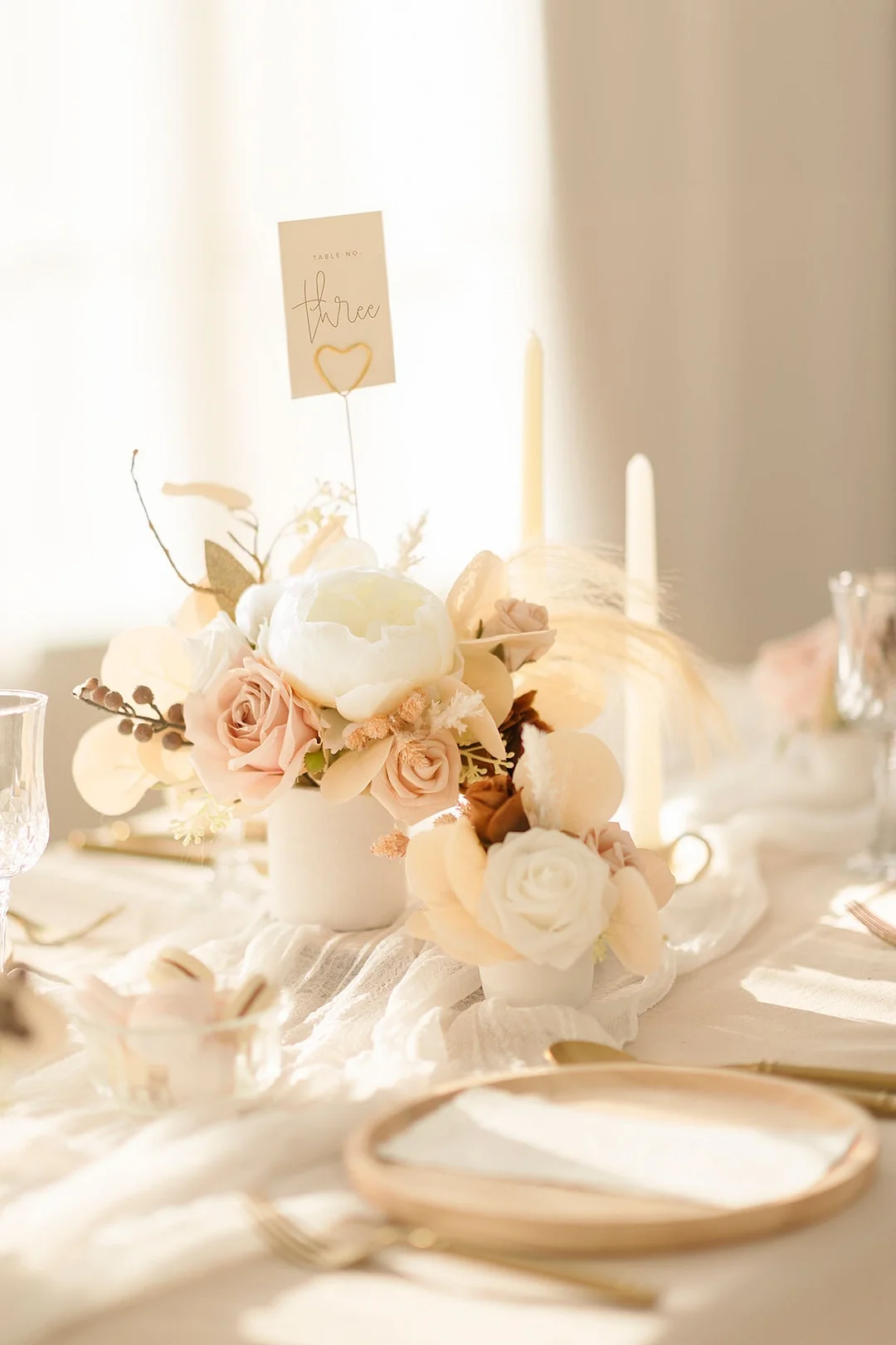 Assorted Floral Centerpiece Set in White & Beige