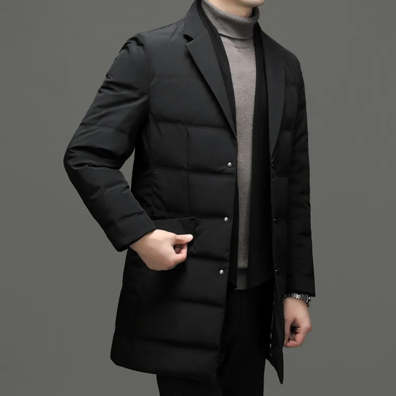 Men's and Women's Mid-length Down Jacket Thickened Tooling Canadian Style Couple Goose Loose Jacket Pie To Overcome Fur Collar Warm Cotton Clothing