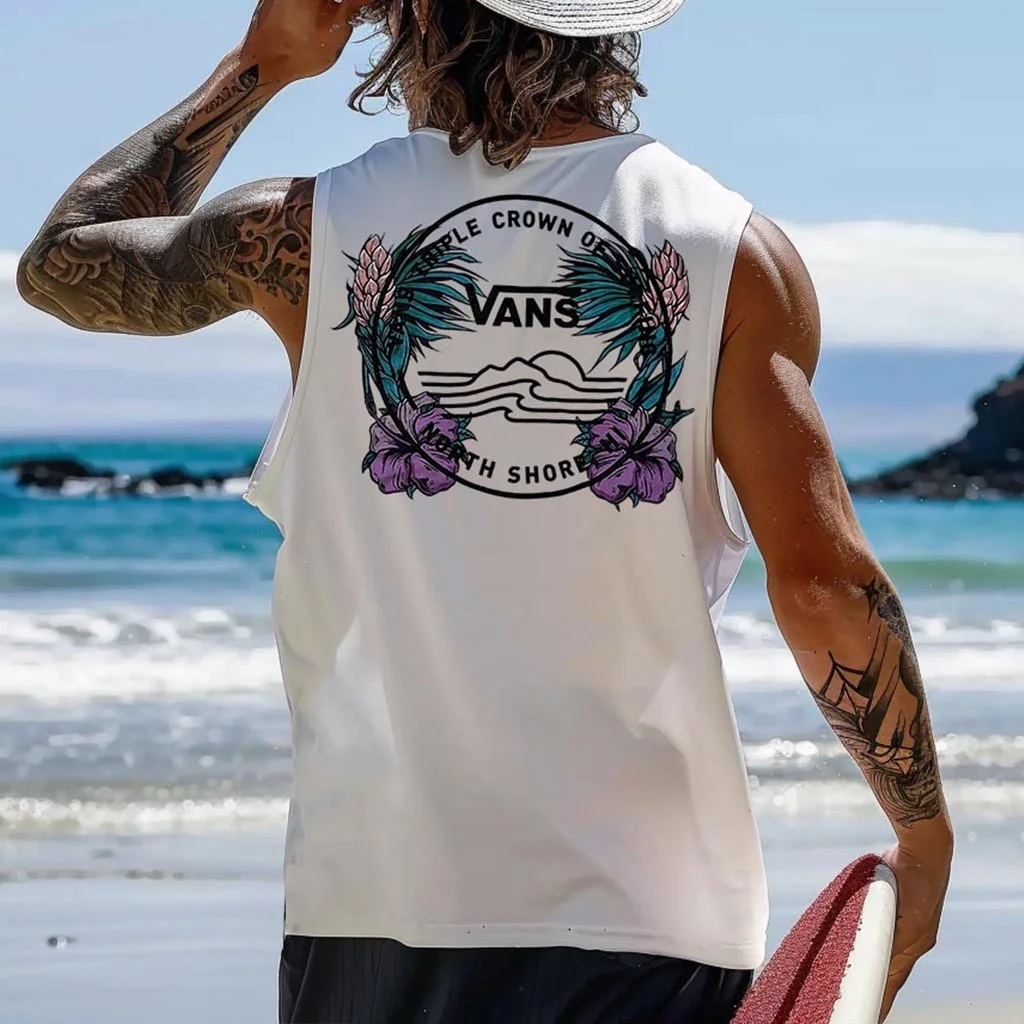  Tropical Floral Graphic Tank Top for Beach Adventures