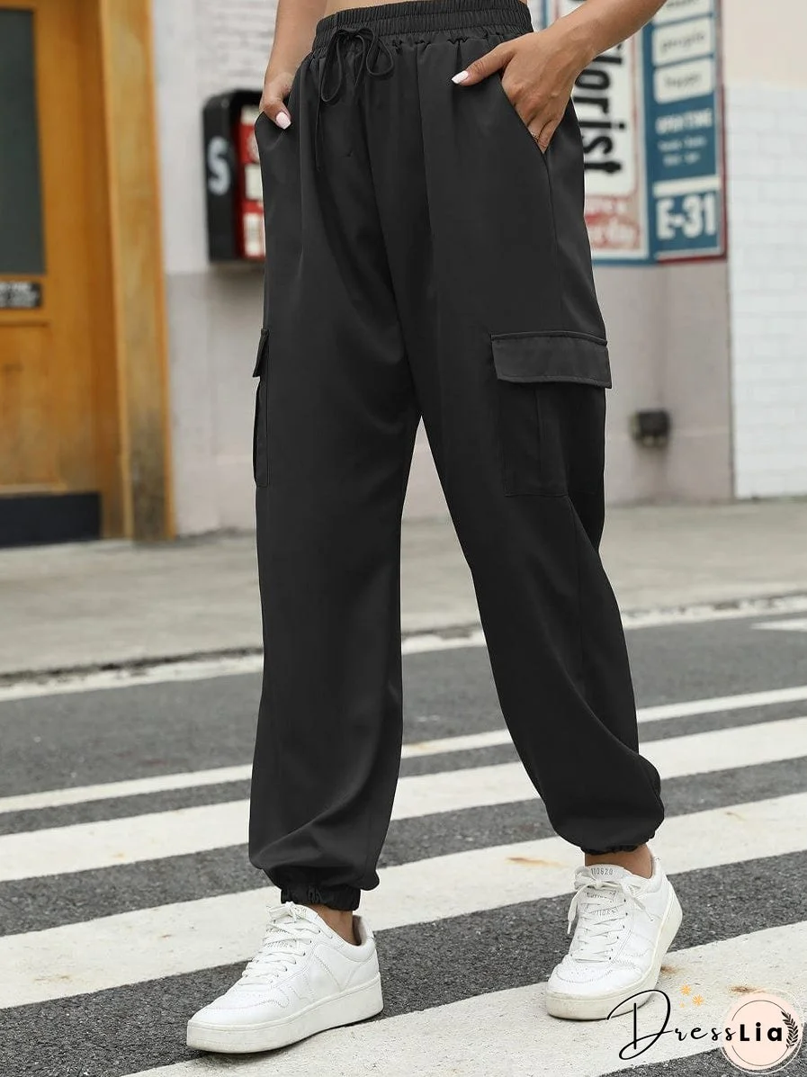 Women's Comfortable Cargo Pants, Drawstring Waist