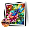 Diamond Painting-DIY Full Round Drill Stained Glass Dragonfly Flower(40*40CM)