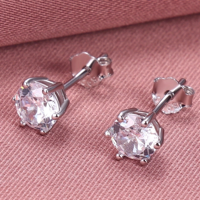 1 Pair 925 Sterling Silver Gem Geometric Earrings